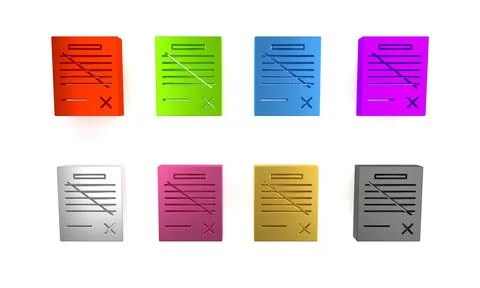 Colorful Delete file document icon isolated on white background. Rejected d.. Illustrazione stock