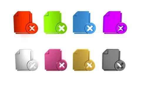 Colorful Delete file document icon isolated on white background. Rejected d.. 스톡 일러스트