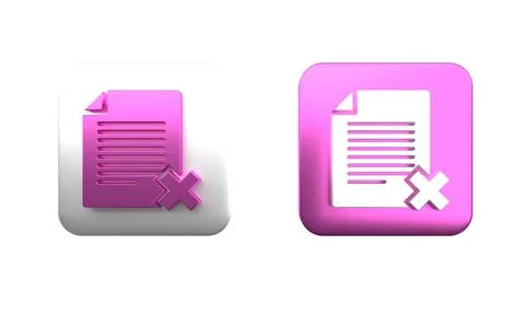 Colorful Delete file document icon isolated on white background. Rejected d.. 库存插图
