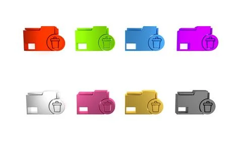 Colorful Delete folder icon isolated on white background. Delete or error f.. Stock Illustration