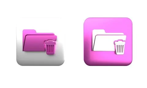 Colorful Delete folder icon isolated on white background. Folder with recyc.. 스톡 일러스트
