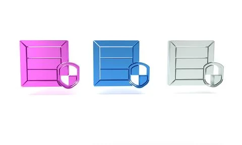 Colorful Delivery pack security with shield icon isolated on white backgrou.. Stock Illustration