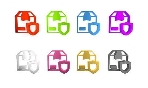 Colorful Delivery security with shield icon isolated on white background. D.. Stock Illustration