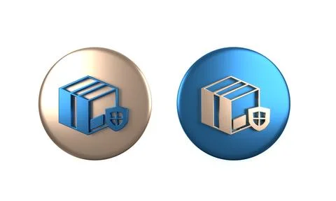 Colorful Delivery security with shield icon isolated on white background. D.. Stock Illustration