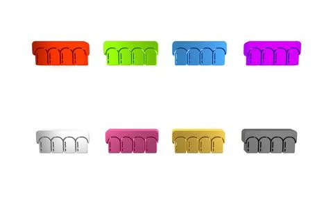 Colorful Dentures model icon isolated on white background. Teeth of the upp.. Stock Illustration
