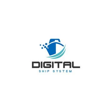 Colorful design DIGITAL SHIP SYSTEM logo design Stock Illustration