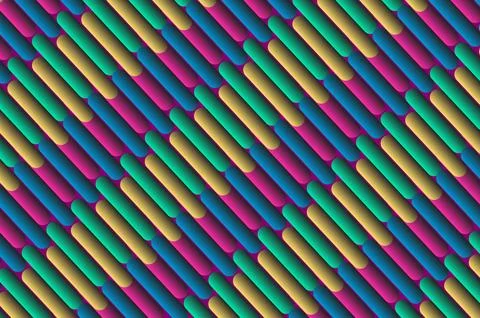 Colorful Diagonal Geometric Pattern With Rounded Bars Seamless Abstract Bac.. Stock Illustration