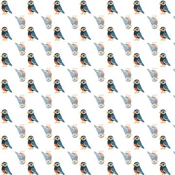 Colorful Diagonal Grid Pattern with Blue and Gray Birds Stock Illustration