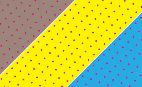 Colorful Diagonal Polka Dot Background With Retro Yellow Blue And Brown Strip Stock Illustration