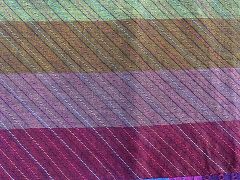 Colorful Diagonal Stripe Patch fabric with self stitching on cotton fabric Stock Photos