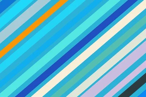 Colorful diagonal stripes pattern with blue green orange shades Stock Illustration