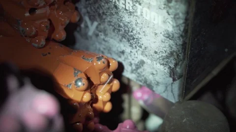 Colorful diamond drill bits for drilling into hard rock in underground Video stock 121587394