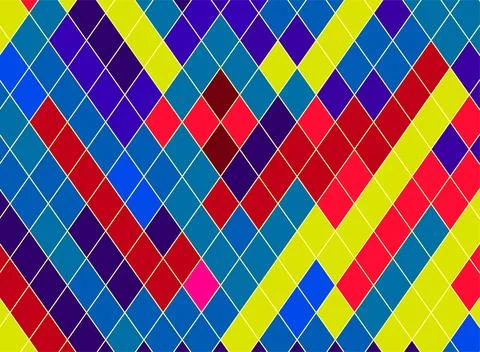 Colorful Diamond Geometric Pattern Background With Bright Argyle-Style Tile.. Stock Illustration