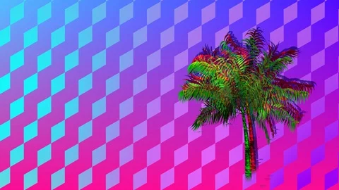 Colorful diamond patterns and palm tree Stockbeeldmateriaal 108944656