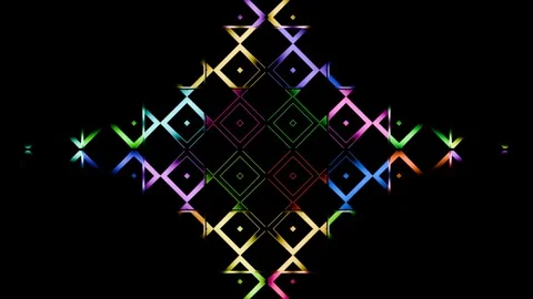 Colorful diamond patterns dance across the screen for immersive VJ loops Video stock 294025509
