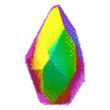 Colorful diamond pixel art vector icon, retro 8 bit videogame shiny gem stone Stock Illustration