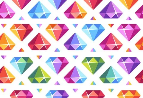 Colorful diamond seamless pattern. Precious jewel background. Illustrazione stock