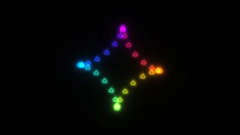 Colorful diamond shape display with glowing lights in dark background Stock Footage 340188551