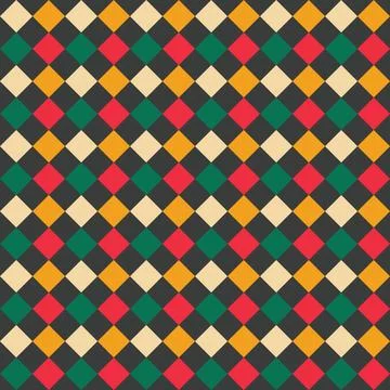 Colorful Diamonds on Black background vector repeat pattern Stock Illustration