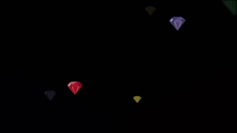 Colorful diamonds falling in black background Stock Footage 138550997