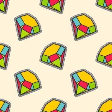Colorful diamonds patch seamless pattern Stock Illustration