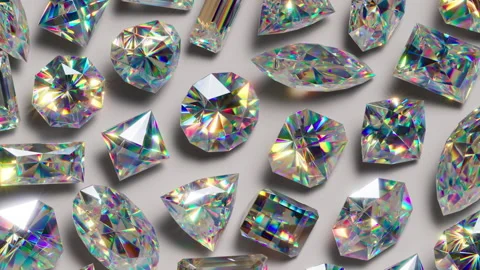 Colorful diamonds rolling with rainbow dispersion. Stock Footage 330062304