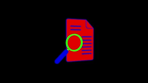 Colorful Digital Analysis Icon with Magnifying Glass and Document 스톡 동영상 341921664