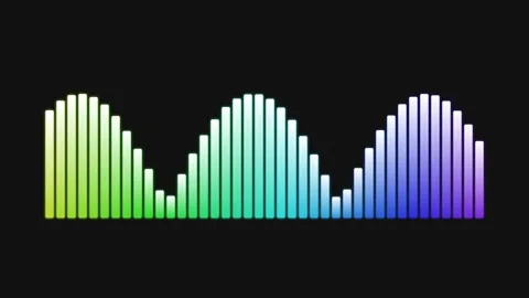 A colorful digital audio equalizer waveform displayed on a black background Video stock 335117404