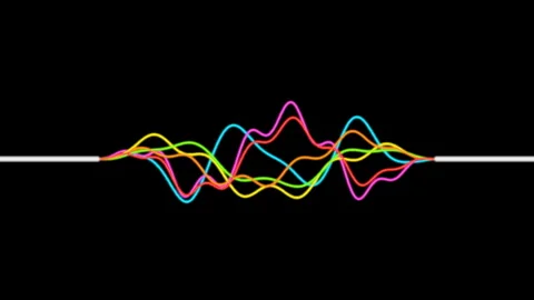 Colorful Digital Audio Waves and Data Lines Fluctuating Like a Music Equalizer 库存影片 336929537