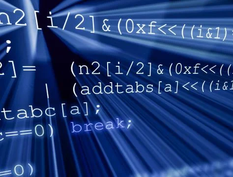 Colorful digital binary data digits and streaming binary code background with Stock Illustration