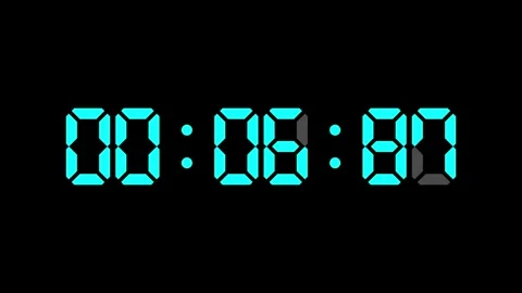 Colorful Digital countdown timer one hour animation from 0 second to 1 minute Stock Footage 319486950
