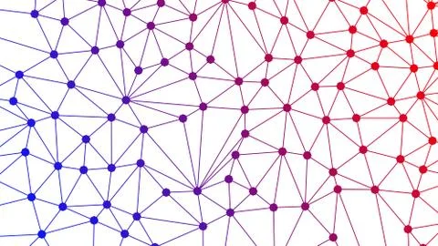 Colorful digital data and network connection triangle lines and spheres in te イラスト素材