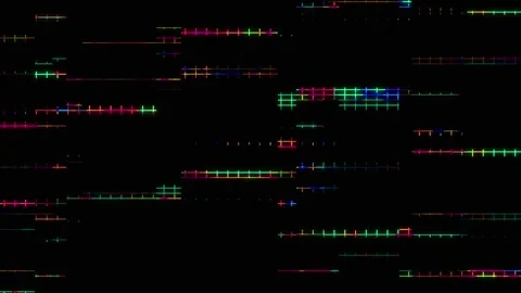 Colorful Digital Data Bars with Glitch Effect, Futuristic Signal Lines Animation Vídeo Stock 333130900