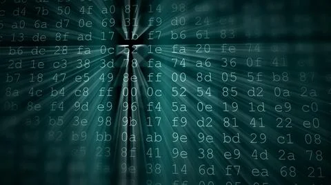 Colorful digital data digits and streaming source code background with light  스톡 일러스트
