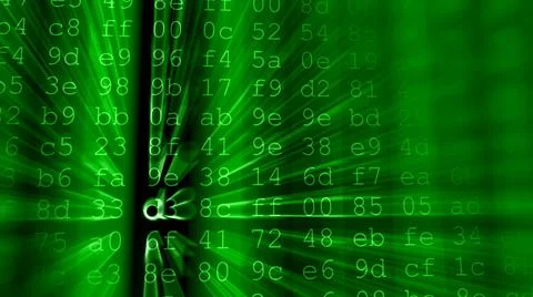 Colorful digital data digits and streaming source code background with light  Illustrazione stock