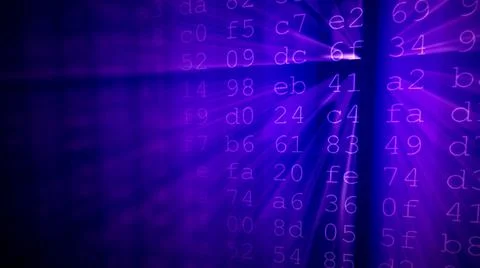 Colorful digital data digits and streaming source code background with light  Stock Illustration