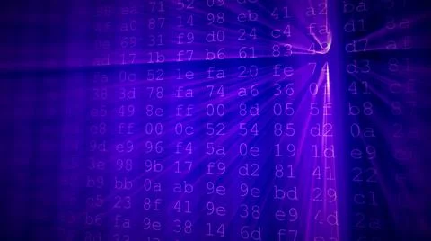 Colorful digital data digits and streaming source code background with light  Stock Illustration