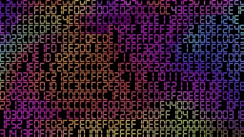 Colorful Digital Data Hexadecimal Glitch Background Stock Footage 333430804
