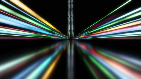A colorful digital data stream abstract over a black background. Blurry refle Stock Footage 168359817