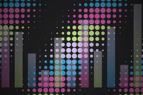 Colorful digital data visualization with dots and bars Stock Photos