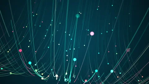 Colorful digital dot technology floating rotation in circle like in space Stock Footage 304265117