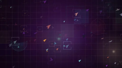 Colorful Digital Floating Birds In Technological Elements Background Stock Footage 310951812