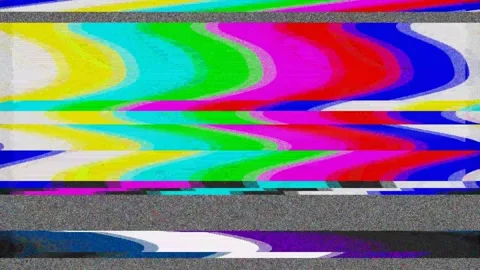Colorful digital glitch with distorted television signal static. 4K Stock Footage 345778554