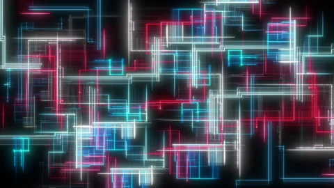 Colorful Digital Grid Stock Footage 197303742