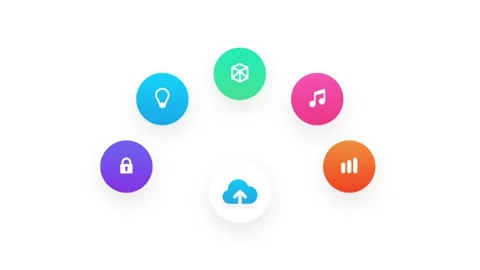 Colorful Digital Icons Representing Various Modern Technology Concepts Vídeo Stock 341922471