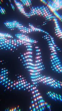 Colorful digital light grid with dynamic wave pattern on dark background.. Illustrazione stock