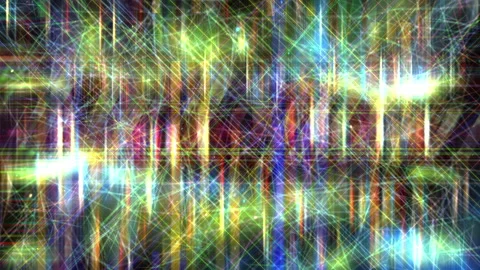 Colorful Digital Light Network Flow With Neon Lines Glitch Effects Stock Footage 338065463