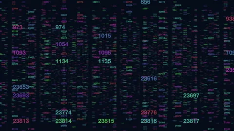 Colorful digital numbers data stream background for technology and finance Stock Footage 334138516