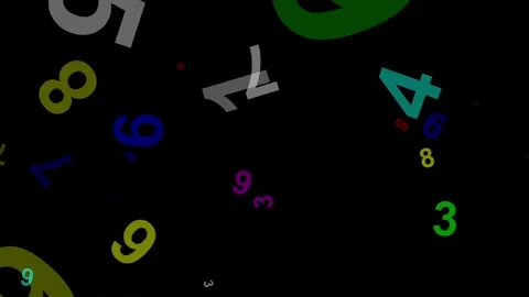 Colorful digital numbers motion graphics with plain black background Stock Footage 333262324