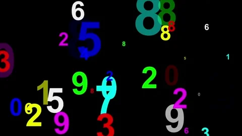 Colorful digital numbers motion graphics with plain black background Vídeos de archivo 340898924